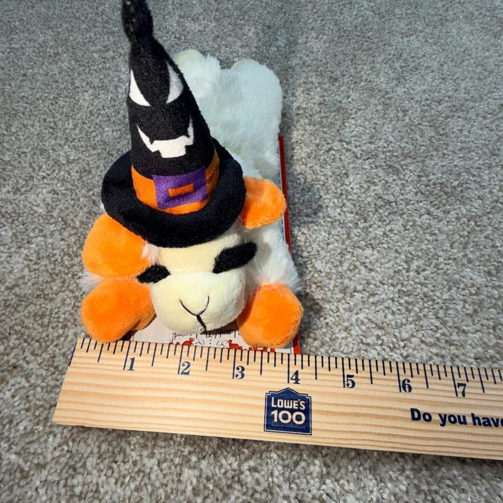 Multipet Lamb Chop Halloween Witch‎ Dog Toy Plush Squeaker 6 Inch White Orange